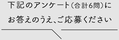 下記のアンケート（合計6問）にお答えのうえ、ご応募ください